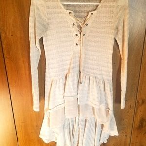 High low cream blouse